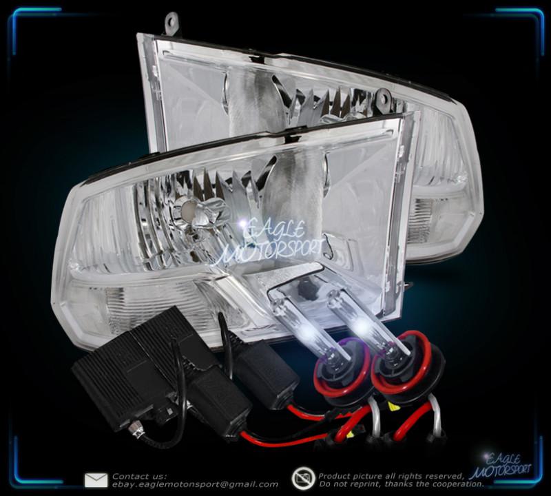 8000k slim h/l hid/2009-2012 dodge ram 1500/2500/3500 chrome crystal headlights