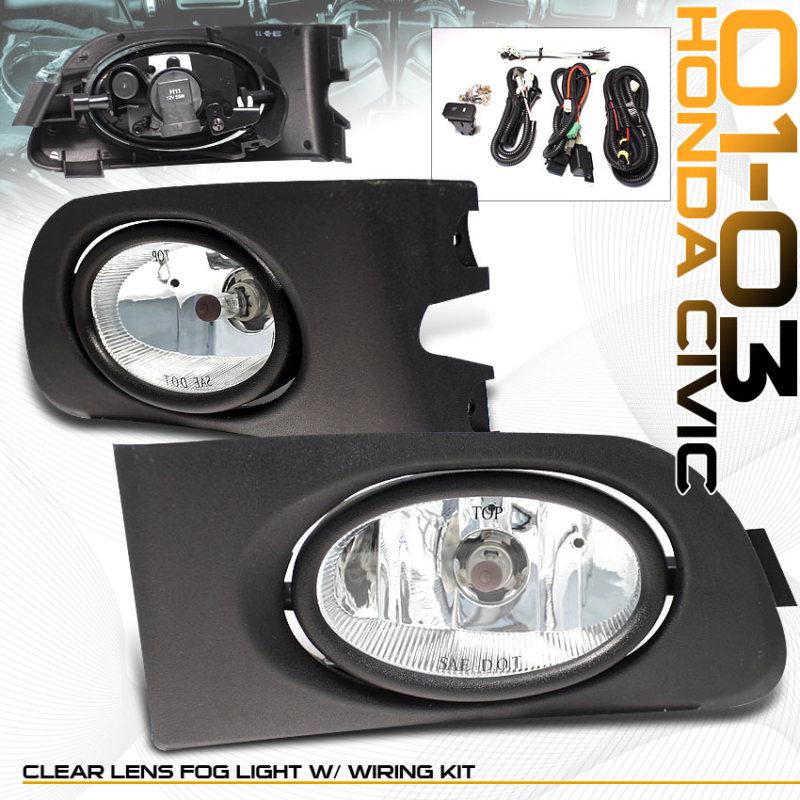 2001-2003 honda civic 2/4dr dx ex lx fog light jdm style front driving lamps new