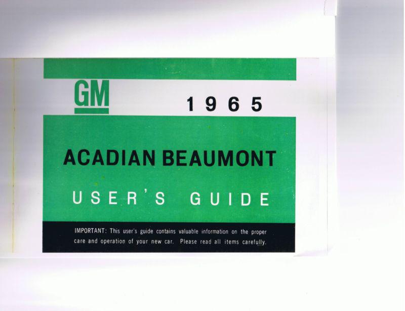 1965 beaumont (pontiac of canada)  owners  manual, new, unreserved