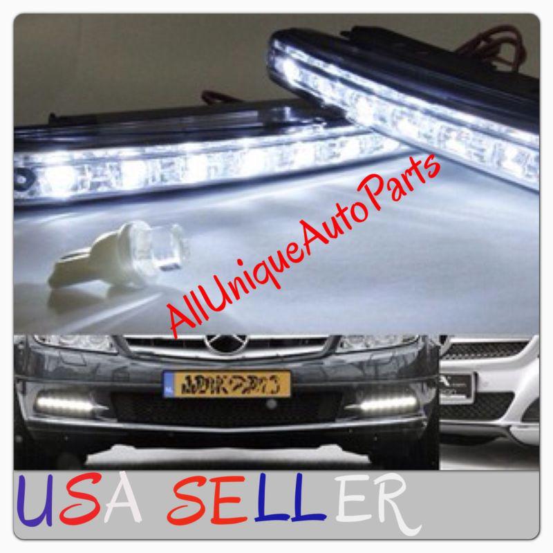 Drl 8 led daytime running light parking fog lamp kit car truck suv atv 4x4 white