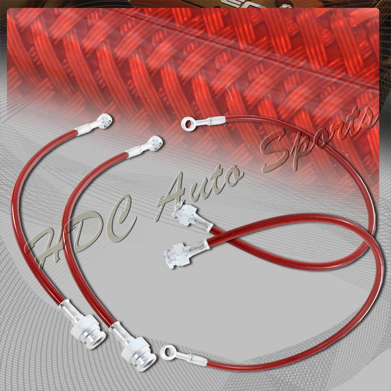 89-98 nissan silvia 240sx front + rear stainless steel brake line hose kit - red