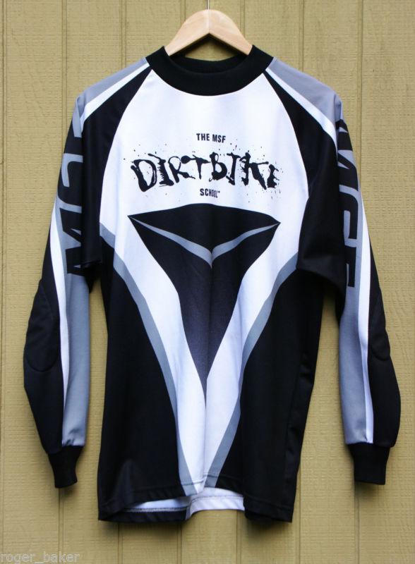 Msf dirt bike jersey, white/black polyester, womens m, 21" sleeve, super-clean