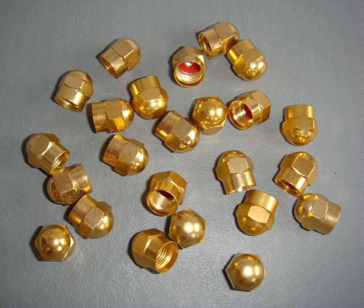 100 pcs. gold dome anodized aluminum alloy valve stem caps.