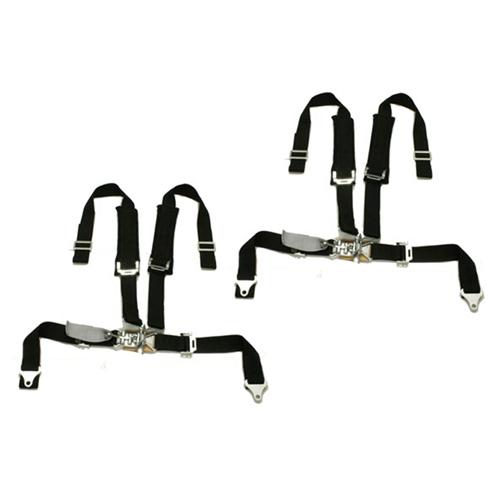 2 polaris ranger tiger 4 point h harness seat belts latch & link 2x2 w pad black