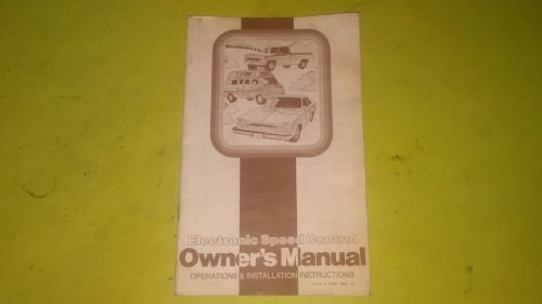 Electronic speed control owner&#039;s manual operating &amp; installation instructions