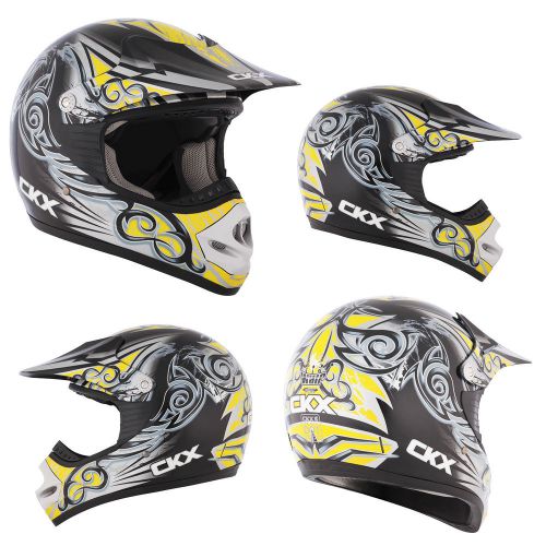 Mx helmet ckx tx-218 whip white/yellow/silver medium adult motocross offroad atv