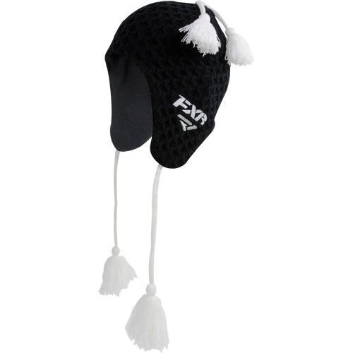 Fxr black/white toque winter snowmobile womens beanie cap hat- new - one size