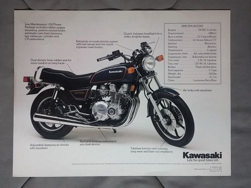 1982 kz1100 shaft drive nos kawasaki brochure spec sheet rare dealer