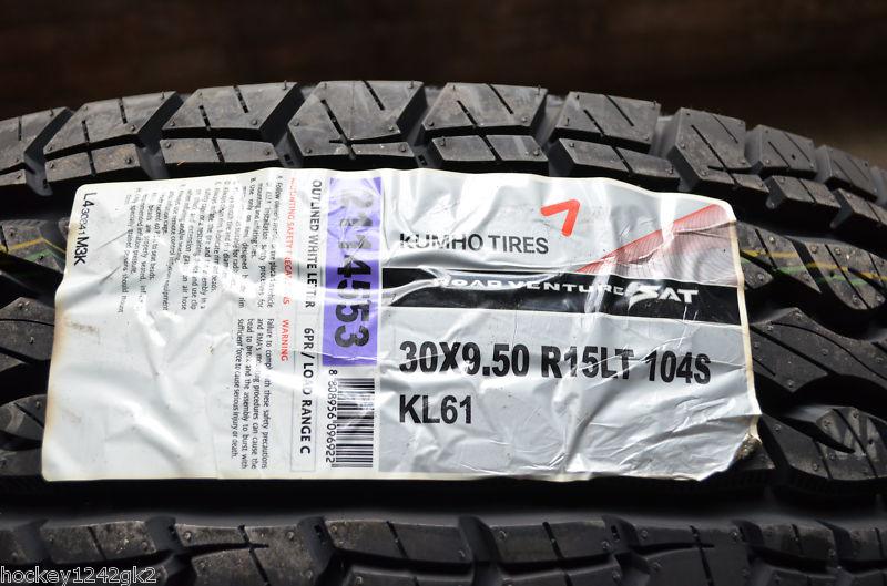 1 new lt 30 x 9.50 r 15 lrc 6 ply kumho road venture sat tire