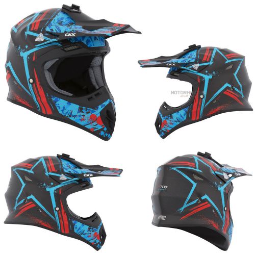 Mx helmet carbon fiber ckx tx-707 element blue/red/black mat large off road