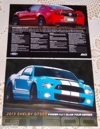 Lot of 3 ford dealership only 2013 ford mustang gt500 literature brochure cards!