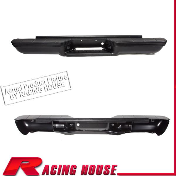 Rear step bumper steel bar w/ pad 88-99 chevy gmc full size pickup stepside blk