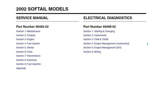 2002 harley davidson flstc heritage softail classic service &amp; electrical manual