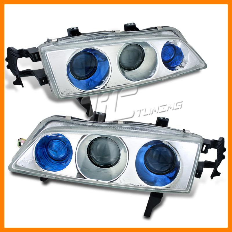 1994-1997 honda accord chrome projector headlamp dual blue lens jdm style light