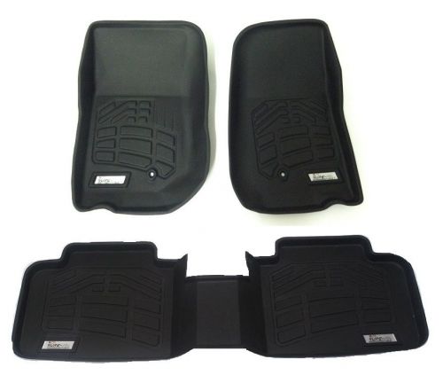 Black wade front and 2nd row floor mats for a 2014-2016 jeep wrangler unlimited