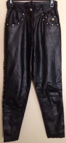 Harley davidson black leather studded riding pants women&#039;s size 8 / 36