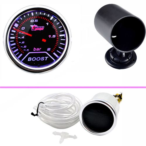 2&#034; car universal pointer bar turbo boost gauge meter smoke tint len holder wys