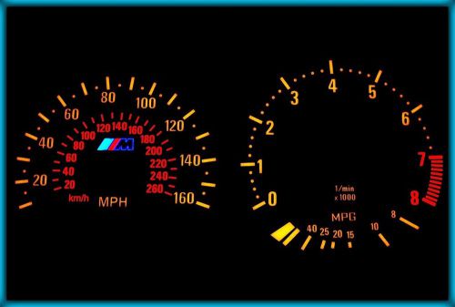 G207 bmw e36 m3 91-99 us 160mph black/amber el plasma glow gauges cluster dials