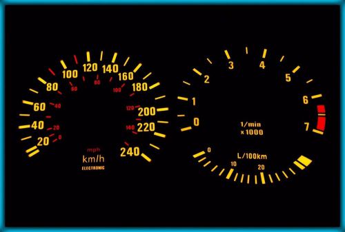 G019 bmw e30 82-94 eu 240kmh black/amber el plasma glow gauges cluster dials