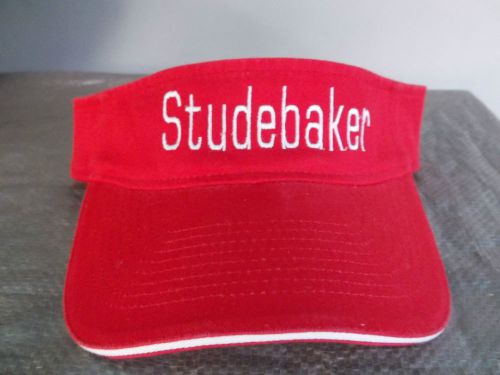 Red adjustable cotton visor with white embroidered block &#034;studebaker&#034; - new !