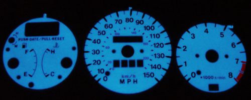 Usa free ship 1992-1995 mazda mx3 / mx-3 blue/green glow gauge face overlay new