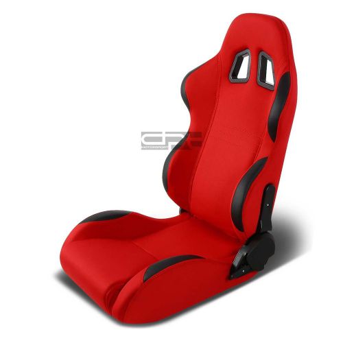 Red cloth/black reclinable sports racing seats+universal slider driver left side