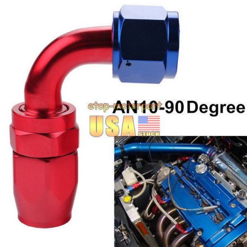 An10 10an jic 90 degree swivel braided fuel oil hose end fitting - red blue