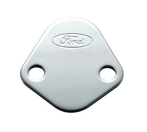 Proform proform 302-290 chrome fuel pump block-off plate with embossed ford logo