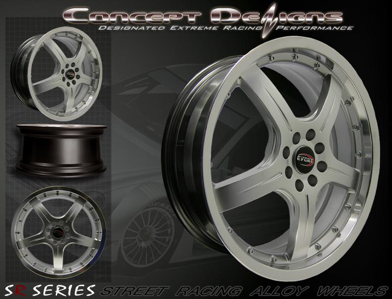 18" evoke f8 style wheels rims 4 lugs hypersilver 4x100/108 bolt pattern new