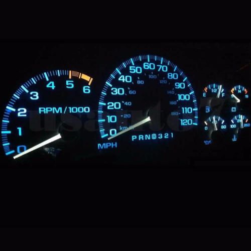 Dash cluster gauge aqua blue leds lights kit fits 95-98 chevy c1500 k1500 trucks