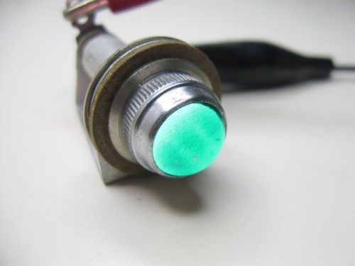 Vintage dialco dash gauge panel light indicator with 5/8” green lens &amp; bulb #3