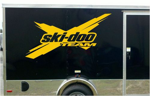 Ski-doo team trailer decal 60&#034;  black, white, silver, or yellow - set of 2