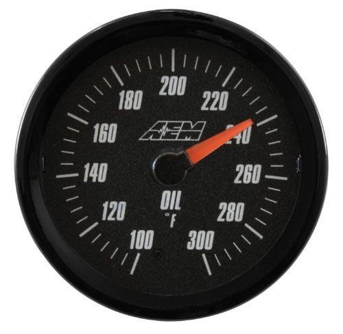 Aem analog oil transmission water temp gauge kit 100-300f black white face