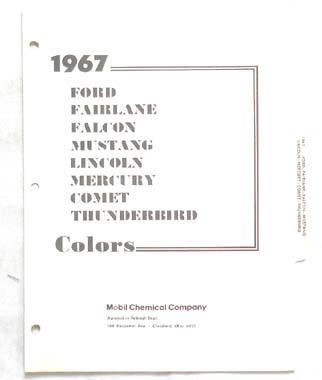 1967 ford mobil  color paint chip chart all models original mustang