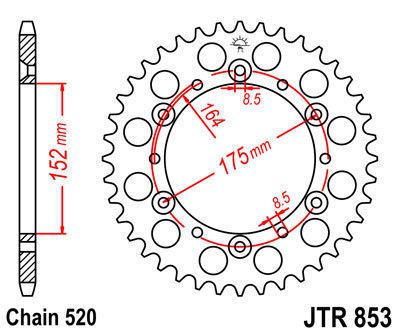 Jt rear sprocket fits yamaha yfm 350 x warrior 1989-04 45t