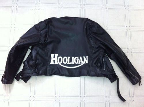 Hooligan 14 inch synthetic leather back patch b/w, 59 club.triumph.cafe racer