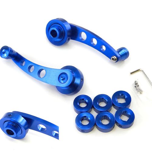 2 pcs left/right blue aluminum car vehicle window cranks glass handles knob kit