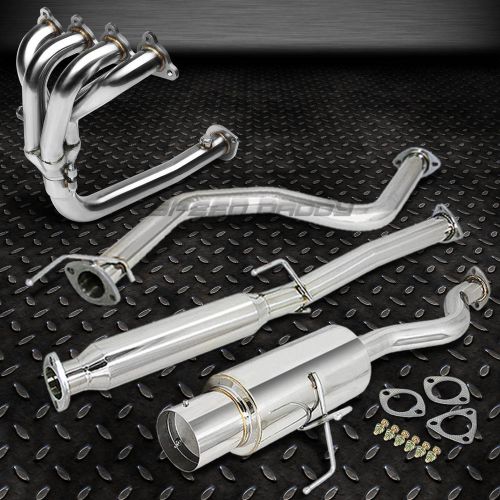 4.5&#034;muffler tip racing catback+4-1 header manifold exhaust for 92-00 civic ej/eh