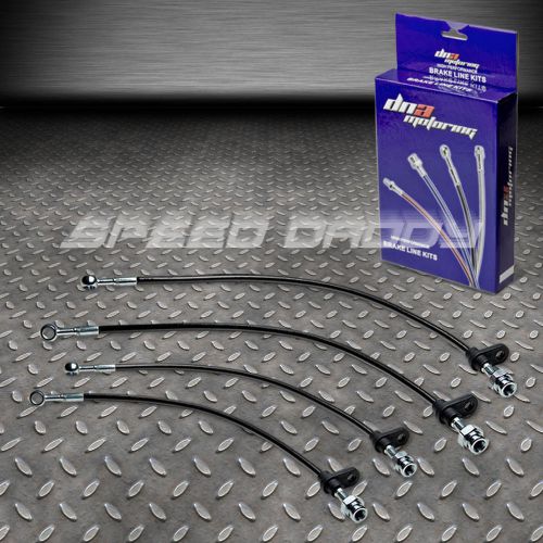 Front+rear stainless steel hose jdm brake line 86-89 acura integra da1/da3 black