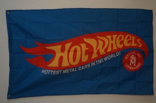 Hot wheels flag banner man cave horizontal blue background 3x3 feet