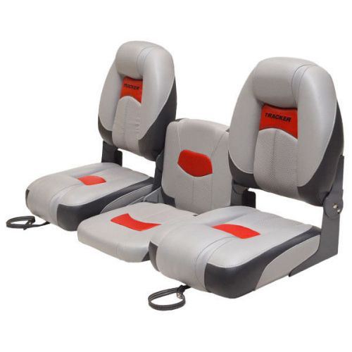 Tracker marine 3 piece red / gray(s) boat folding fishing seats  - set