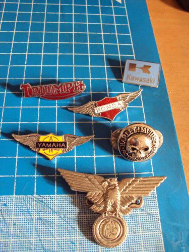 Harley davison  honda kawasaki yamaha metal / enamel lapel pin badges various