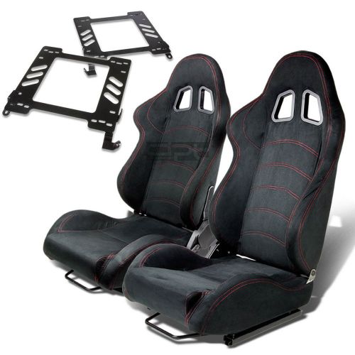 Type-1 racing seat black suede+silder/rail+for 02-07 wrx/sti gd/gg bracket x2