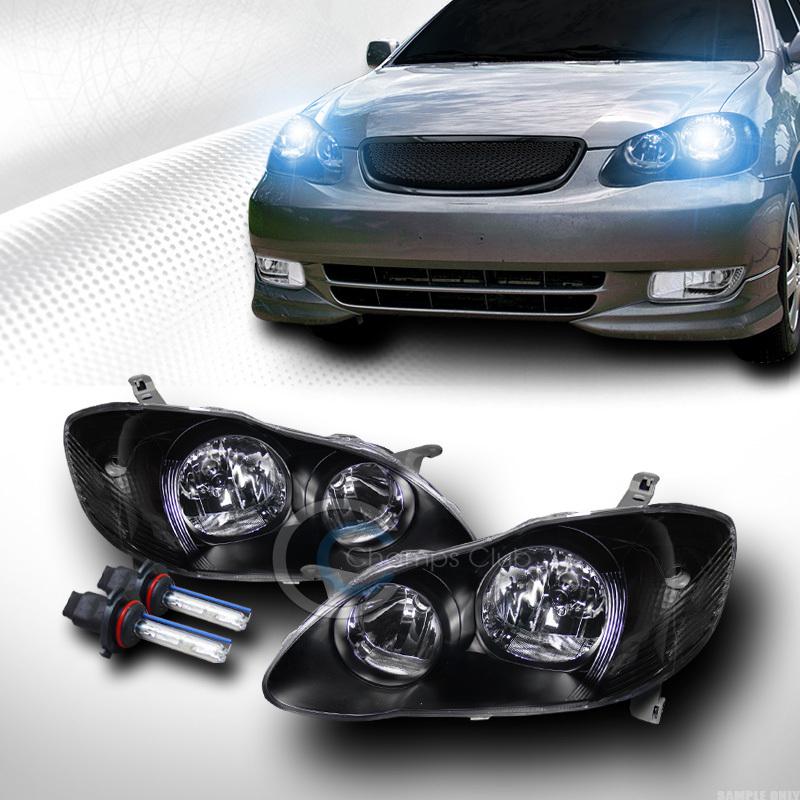 10000k hid xenon jdm black head lights parking signal lamps 03-08 toyota corolla