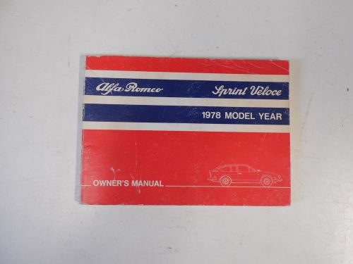 Alfa romeo 1978  alfetta sprint veloce owners manual