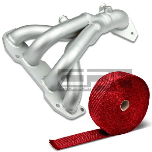 Stainless ceramic exhaust manifold header fits 02-06 sentra qr25de+red heat wrap