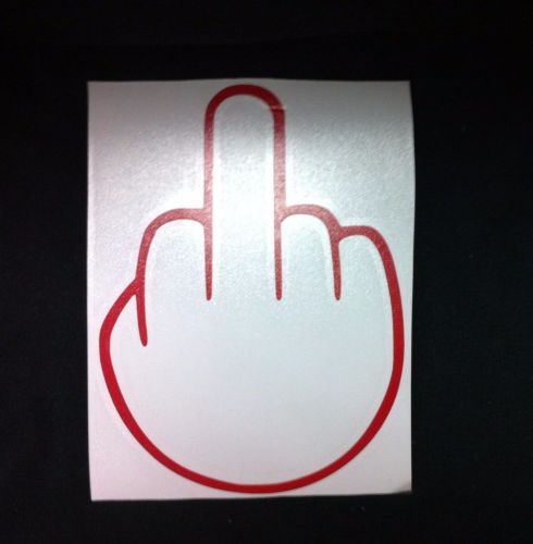 Middle finger vinyl sticker decal red - pick color!! flip off shocker car window