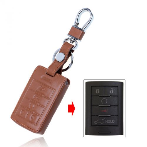 1pcs leather remote car key fob holder chain for cadillac cts sts xts srx