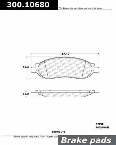 Centric 300.10680 brake pad or shoe, rear-premium semi-met pads w/shims