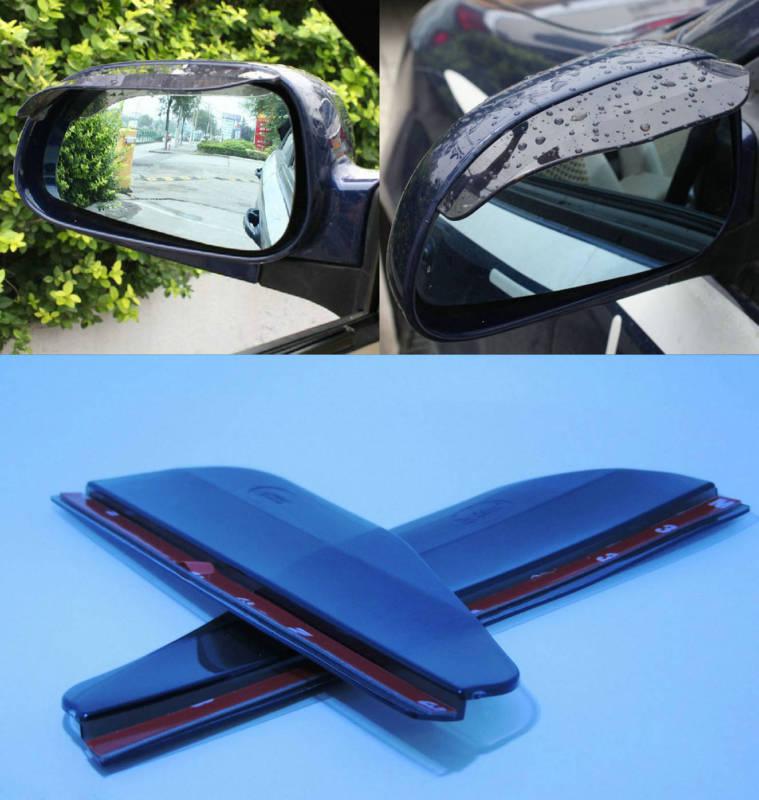 2x transparent black car rearview mirror rain water eyebrow cover side shield #b